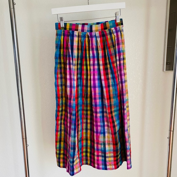 Dresses & Skirts - Vintage 70’s Retro Mod Handmade High Waisted Pleated Rainbow Long Skirt